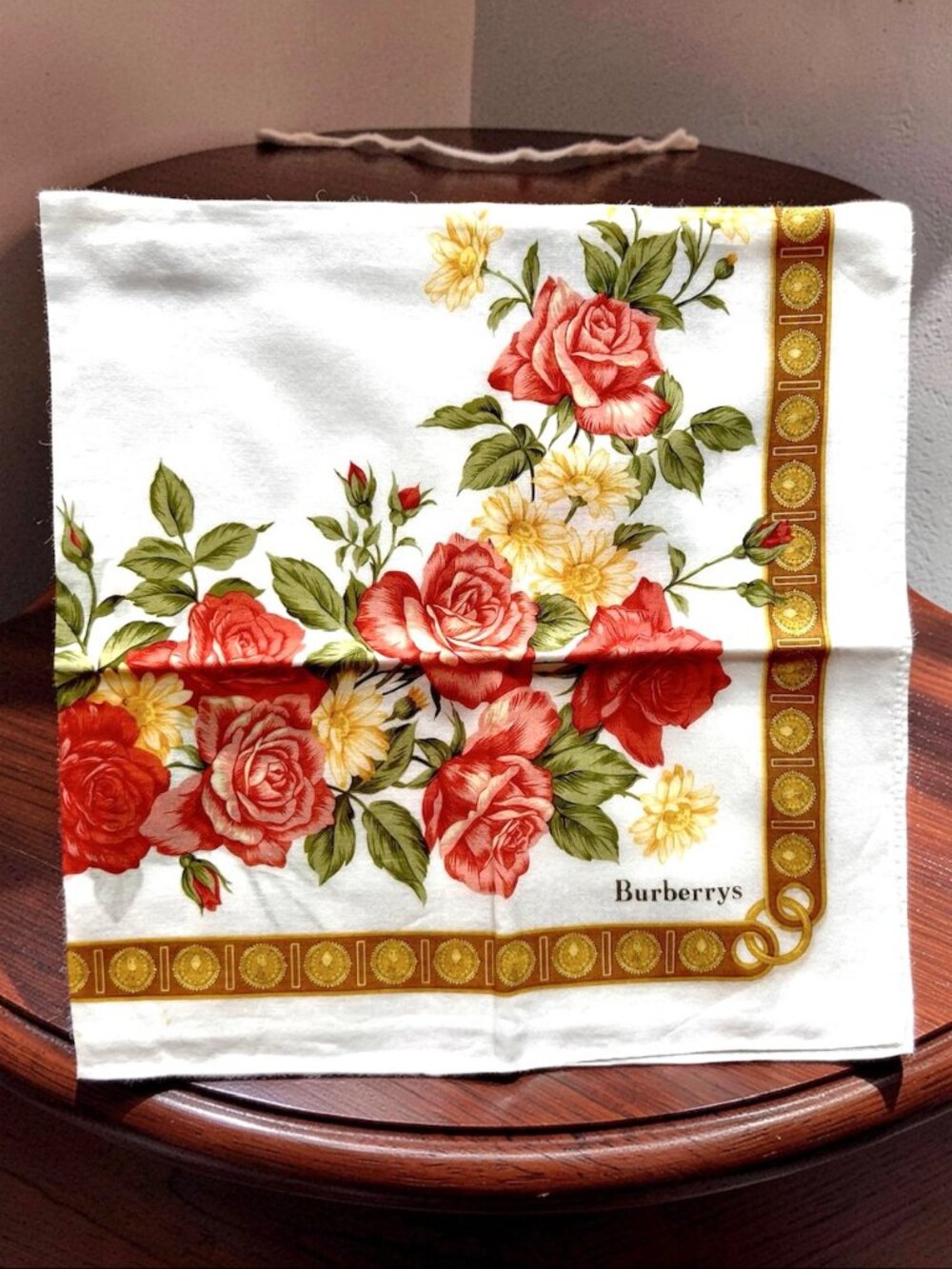 Burberrys Mini scarf - Neck-kerchief 19.5" ivery green pink floral logo (82)